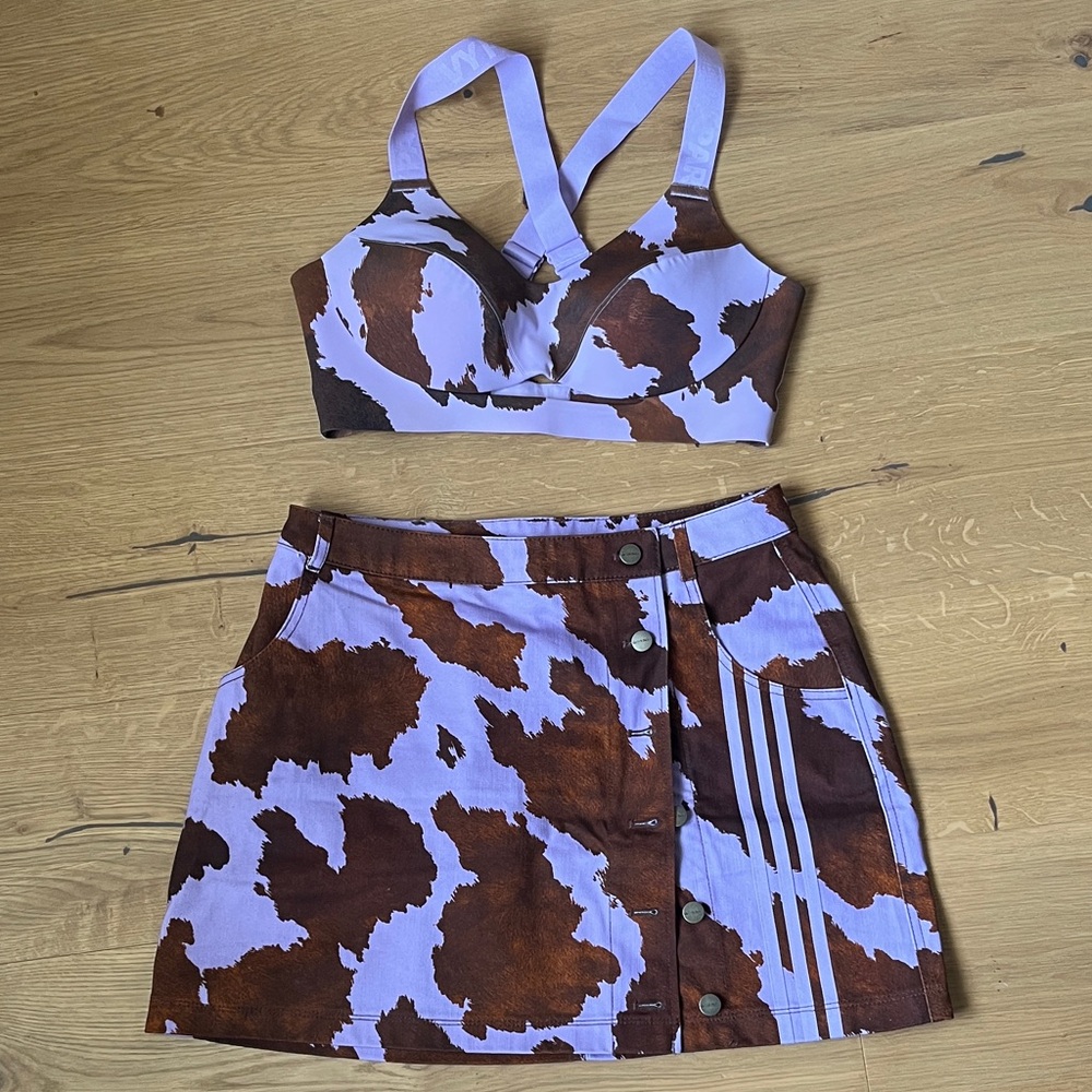 IVY PARK Brown and Purple Patterned Mini Skirt and top/sports type